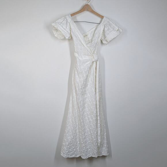 Mara Hoffman Adelina White Midi Wrap Dress Organic Cotton Size Small Preowned - Picture 5 of 12